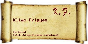 Klimo Frigyes névjegykártya